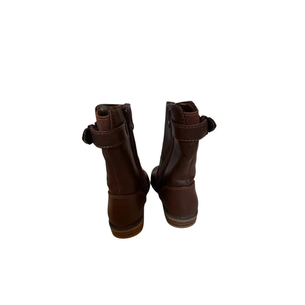 Cat & Jack Toddler Girl Brown Faux Leather Riding Boots Floral Lining Size 5